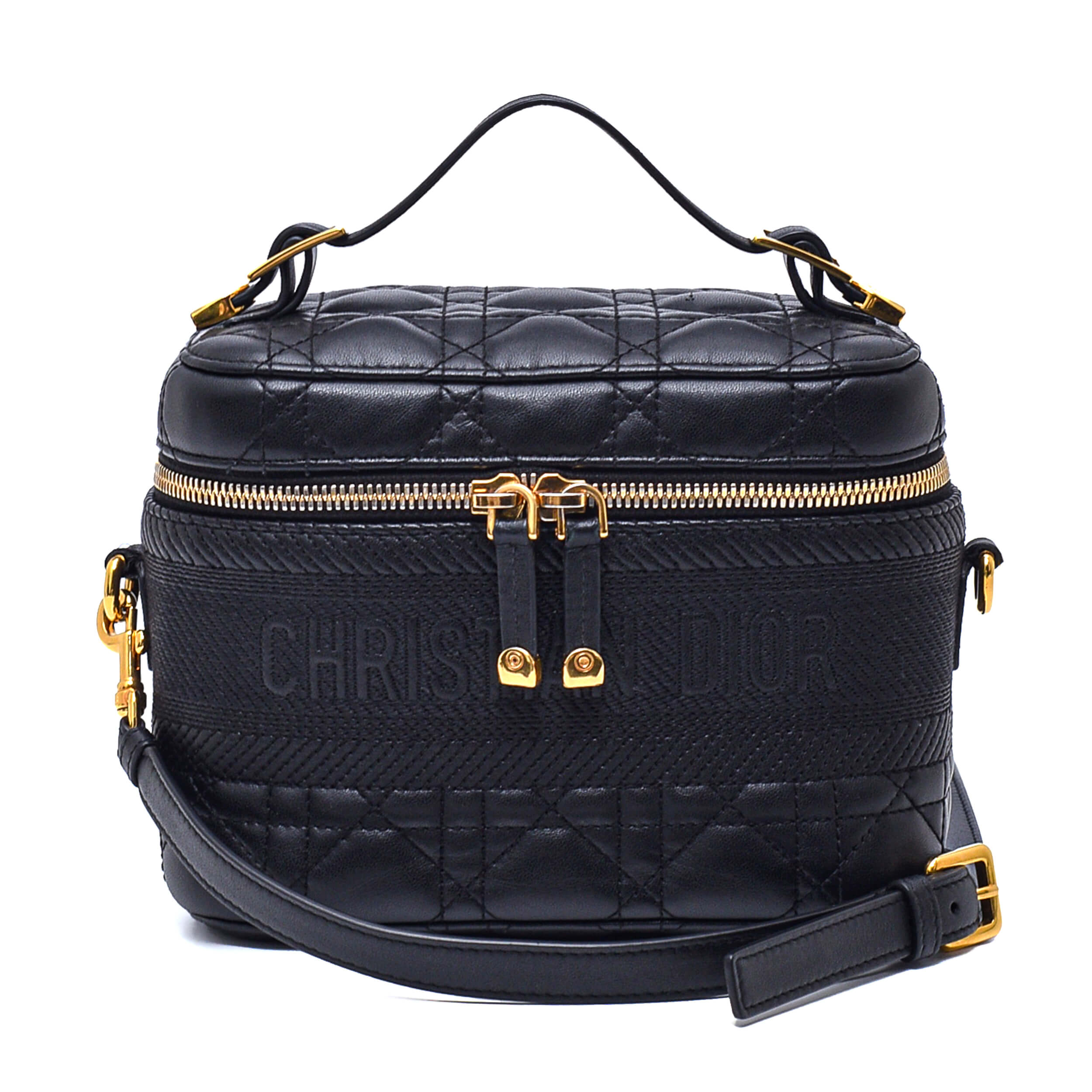 Christian Dior - Black Cannage Leather DiorTravel Vanity Case Small Bag